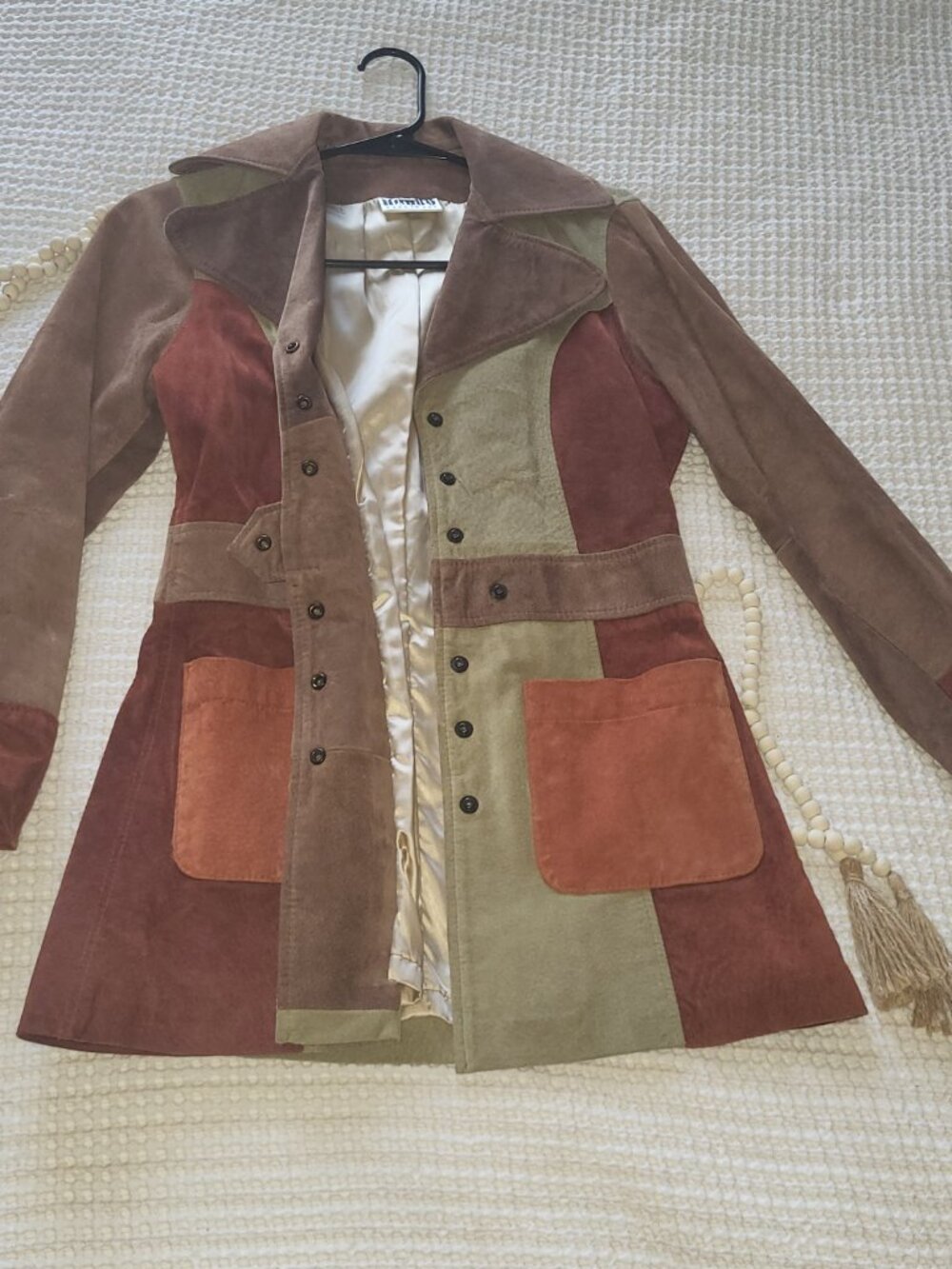 Vintage Mambo Genuine Suede Leather Patchwork Jacket Coat Made In USA 70s Boho M - Picture 4 of 13